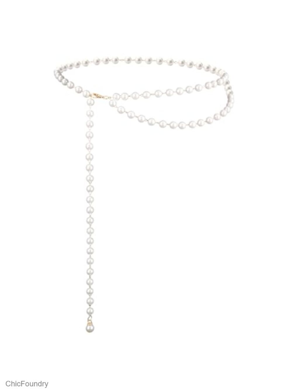 Layered Pearl Waist Chain Belt for Women, Adjustable Double Strand Body Chain